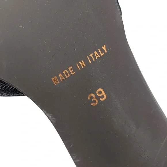 Agent Provacateur Enrica Women’s Slip On Satin Black Pom Pom Trim Heels 8.5-9 - Picture 10 of 11